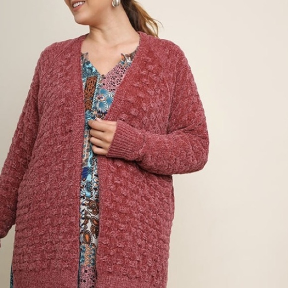Chenille cardigan (rust colour)